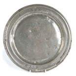 A late 17th century pewter triple-reed-rim plate, English, circa 1685 With hallmarks to front and