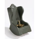 Folk Art: a miniature green painted pine rocking chair, the seat aperture inset with a miniature