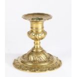 An early George III brass ‘lantern’ candlestick, circa 1760 In the English Rococo manner, cast