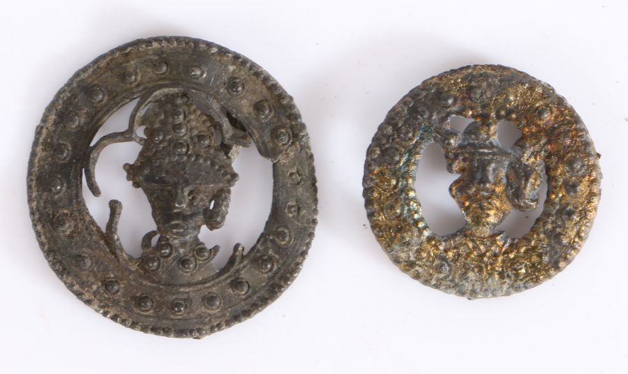 Two 14th century pewter pilgrims' badges, both with the bust of a male, one Thomas Becket, each - Image 2 of 2