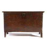 A rare and unusual Eliazabeth I boarded oak chest, North Devon, circa 1560-600, the single lid