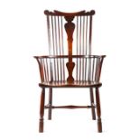 A good George III cherry, walnut and elm comb-back Windsor armchair, Thames Valley, circa 1770-90,