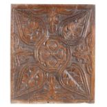 A Charles I carved  oak panel, Gloucestershire/Somerset, designed with a pointed-leaf quatrefoil