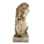 A large and impressive  Elizabeth I/James I carved stone lion, circa 1600 Carved in the round and