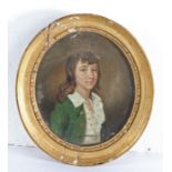 After John Gainsborough, portrait of a boy, oval giltwood framed, 16cm wide, 18cm high  Reputedly
