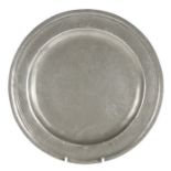 A late 17th century pewter multi-reed-rim plate, English, circa 1690 Unidentified hallmarks (four