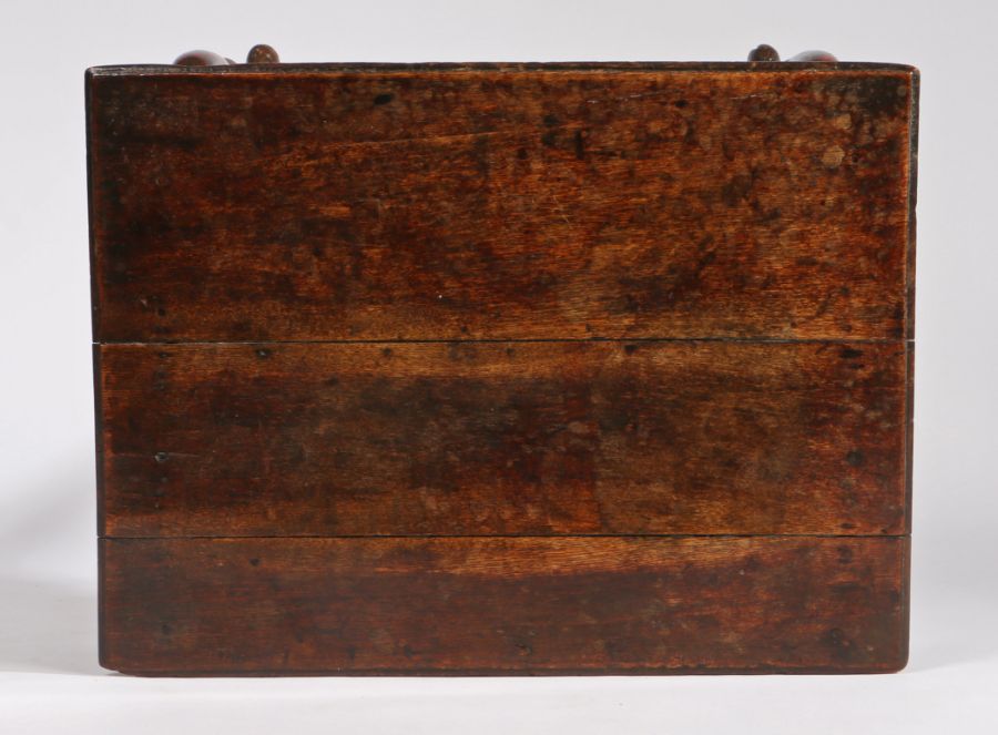 A rare George II oak side table, circa 1730-40, the rectangular top with moulded edge, above a - Image 5 of 5