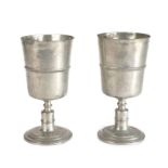 A pair of 18th century pewter chalices, London, circa 1740-80 OEAS pint, the straight-side bowl with