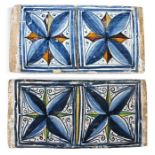 Two rare late15th century majolica ceiling tiles, circa 1480-90, Italian, possibly Lazio or Le