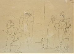 After Pablo Picasso (1881-1973) 'Les Trois Femmes et le Torero' with another, 1950's black & white