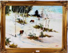 Ken Farrow (1934-2016), 'First Snowfall of the Long Winter', signed oil on canvas, housed in a