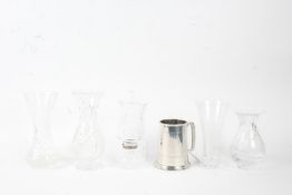 Crystal glassware, to include a Stuart candleholder and vase, two other vases, a Royal Collection