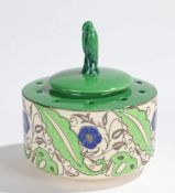 Royal Doulton posy holder, with a bird surmounting the flower and leaf body, the base with Royal