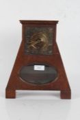 Arts and Crafts oak cased clock, the shaped case with square dial and arabic numerals, singe train