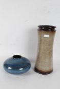 Scheurich pottery vase, of squat form, with a blue glaze, Amano and Made in Germany impressed to