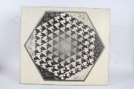 After M. C. Escher, "Verbum", impressionist print on board, 60cm x 52cm