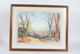 H. Thompson (British) "Banstead Woods", watercolour on board, signed (lower-right), housed in a