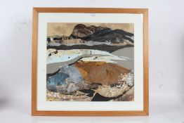 Contemporary British artist, "Above Achiinard", mixed media, housed in a wooden glazed frame, the
