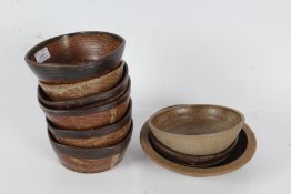 Made in Cley, collection of studio pottery bowls, all with a brown glaze (9)