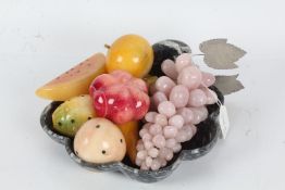 Collection of marble fruit, and a marble fruit bowl (10)