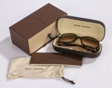 Louis Vuitton, a pair of ladies brown glitter sunglasses, with original case, box and receipt
