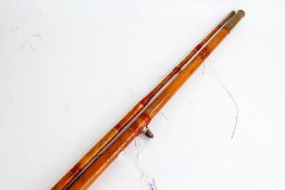 Split Cane three piece fishing rod, (unmarked) and a two piece rod similar (2) - VOID - SEE LINE