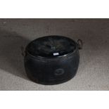 Kenrick & Sons five gallon twin handled metal cooking pot, with lid, 45cm wide including handles