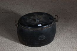 Kenrick & Sons five gallon twin handled metal cooking pot, with lid, 45cm wide including handles