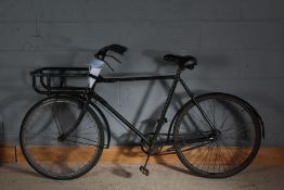 Early to mid 20th century black painted trade bike, 185cm long
