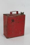 Shell Motor Spirit petrol can, painted in red, with brass BP cap, 28cm tall excluding handle