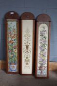 Three wooden hanging plaques inset with Victorian and Art Nouveau style tiles (3)