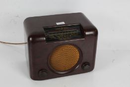 Art Deco Bush bakelite cased radio, with lead, 29cm wide