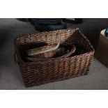 Three various wicker baskets, one with a lid (3)