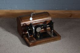 Vesta hand sewing machine, in walnut carrying case