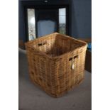 Wicker log basket, of square form, 63cm, 60cm