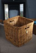 Wicker log basket, of square form, 63cm, 60cm