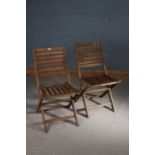 Pair of teak folding garden chairs (2)