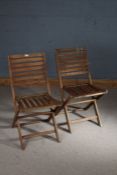 Pair of teak folding garden chairs (2)