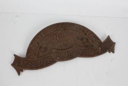 Ransomes of Ipswich cast iron sign, No.1 Haymaker, 44cm wide