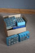 Box containing table top chests containing nail and screws, small roll of wire etc., (qty)