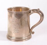 George VI silver pint tankard, Birmingham 1937 maker A & J Zimmerman, with acanthus leaf capped