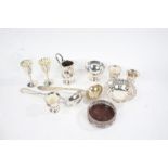 Silver plated ware, to include three Viners small campagna form vases, bonbon dish, milk jug and