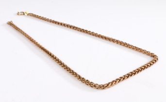 Yellow metal necklace with later clasp, 82.5cm long, total weight 130.9g