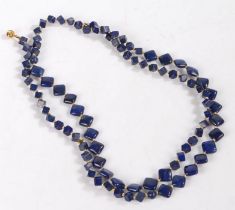 Lapis Lazuli necklace, the necklace formed of cubes of lapis on a yellow metal chain