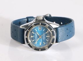 Marine-Star ladies divers watch, the blue and black dial with baton markers and date aperture at the