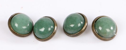 Set Of Four Jade mounted buttons of spherical form (4)
