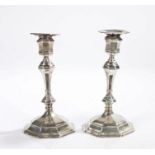 Pair of early 20th century silver candlesticks, Sheffield marks rubbed, maker William Hutton &