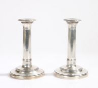 Pair of Edward VII silver candlesticks, Birmingham 1902, maker I S Greenberg & Co. with reeded