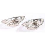 Pair of Edward VII oval silver dishes, Birmingham 1905, maker Henry Williamson ltd. the embossed