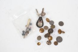 Collection of old buttons, to include one for Essex Constabulary, another with a stags head,